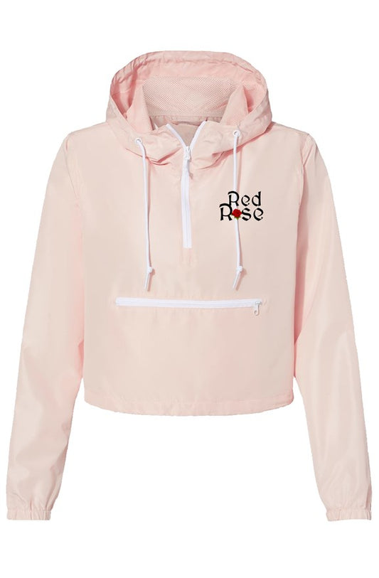 Red Rose Lightweight Pullover Crop Windbreaker